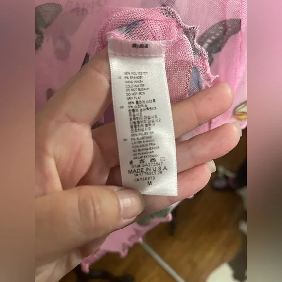 Dolls Kill sheer pink butterfly tee - Picture 3 of 4